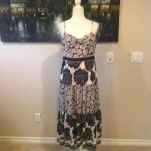 Eliza J Navy Blue & Pale Pink Floral Sheer Maxi Dress -Size 12P